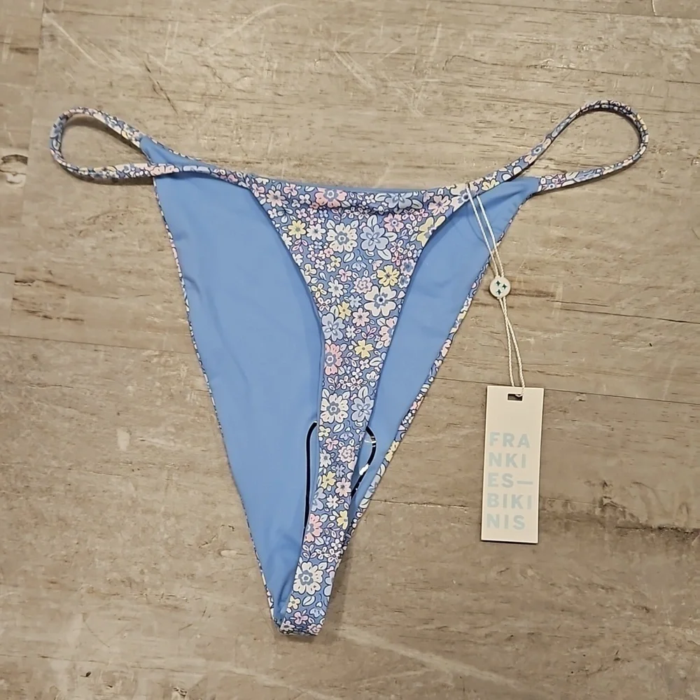 💕FRANKIES BIKINIS💕 Jagger Thong Bikini Bottom Springtime Print ~ Large L NWT